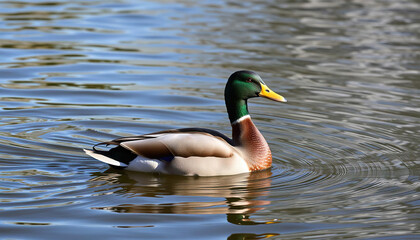 Single Duck Swimming in a Peaceful Pond