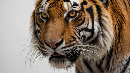 Fototapeta premium Portrait of a tiger, close up tiger with white background.