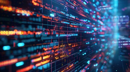 A digital interface displaying a matrix of code and data