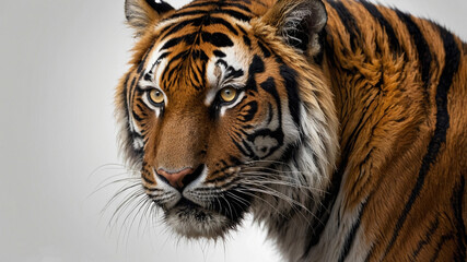 Fototapeta premium Portrait of a tiger, close up tiger with white background.
