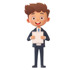 A young businessman from Europe, in a suit, holding a tablet, representing the strength and innovation of European business.