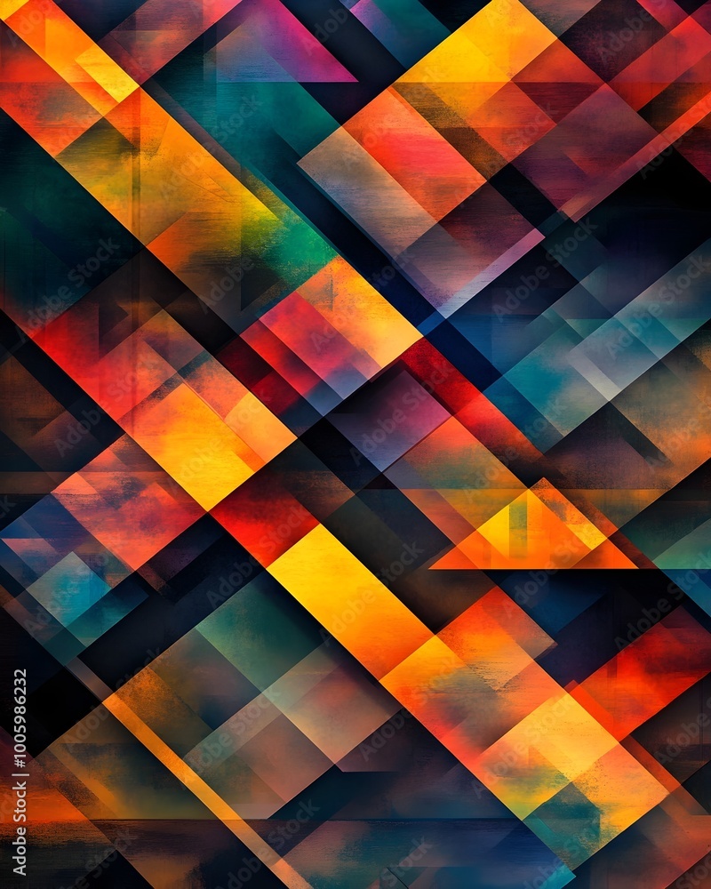 Poster mesmerizing abstract backdrop featuring a dynamic composition of vibrant overlapping geometric patte