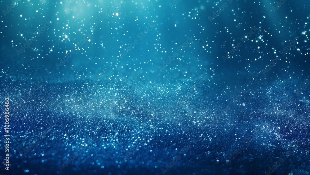 Poster abstract dark blue glitter background with bokeh lights and space for text or design.