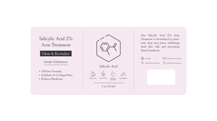 Vector Label for Salicylic Acid 2% Acne Treatment Solution