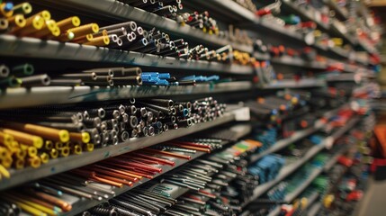 A hardware department stocked with screws