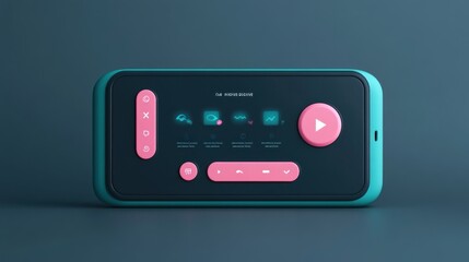 Fototapeta premium A modern media control interface featuring buttons and icons for playback and settings.