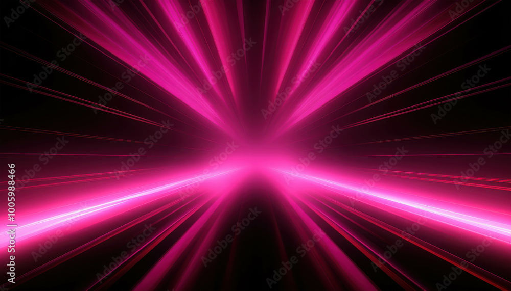 Poster pink light beams: a mesmerizing abstract background featuring vibrant pink light beams converging to