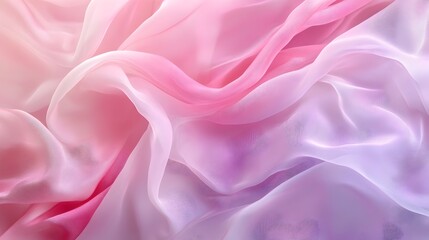 Fototapeta premium Softly Curling Ribbon of Ethereal Pink Hues Symbolizing Breast Cancer Awareness Gently Cascading Against a Serene Backdrop of Transitioning Fuchsia and Blush Tones