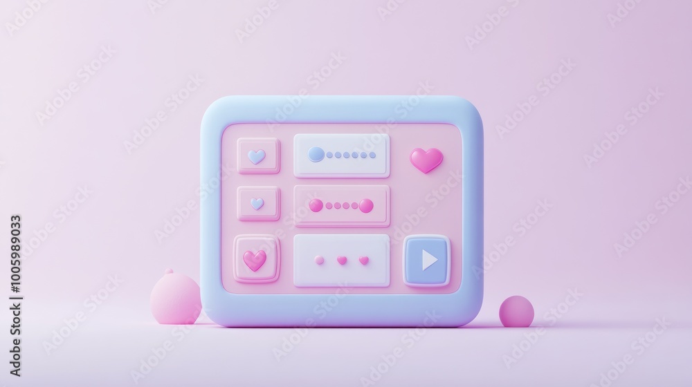 Poster a pastel-colored control panel with buttons and sliders, suggesting user interaction.