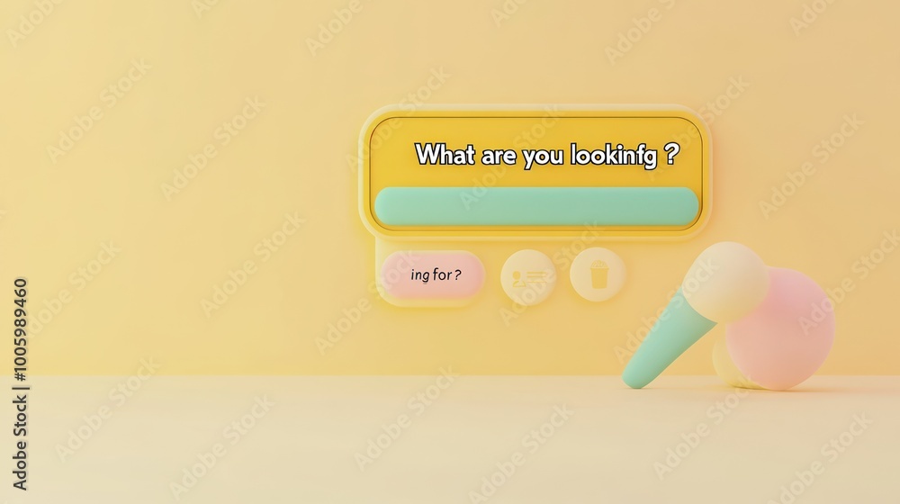 Poster a minimalist design featuring a question prompt and playful shapes against a soft backdrop.