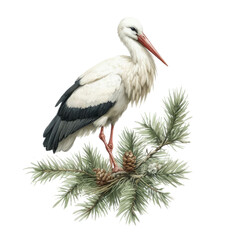 Rustic Christmas Stork Clipart Vector Illustration