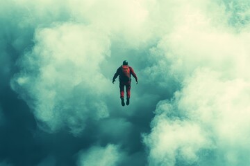 Skydiver in Free Fall, an exhilarating illustration capturing the thrill of skydiving against a vibrant sky, showcasing dynamic movement and freedom