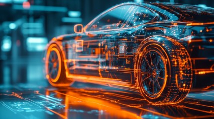 Fototapeta premium Digital Automotive Twin Concept Design