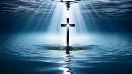 Naklejka premium A cross and water