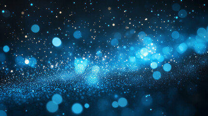Obraz premium Blue glow particle abstract bokeh background 