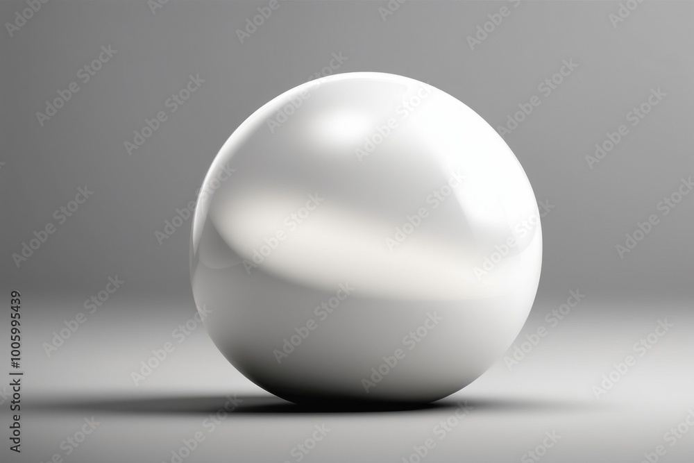 Poster a 3d white sphere designed as a glossy button or icon representing technology and multimedia with a 