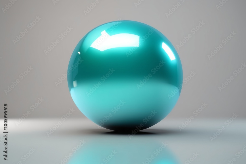 Poster a 3d blue sphere designed as a glossy button or icon representing technology and multimedia with a p