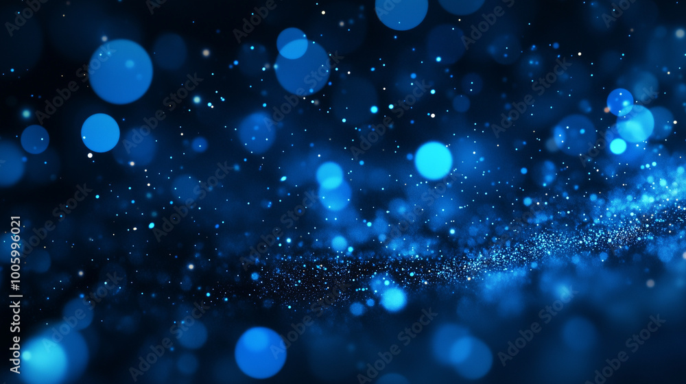 Wall mural blue glow particle abstract bokeh background