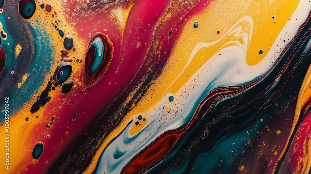 Poster close-up macro view of a soap bubble showcasing intricate textures and colorful reflections, highlig