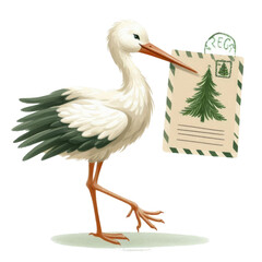 Fototapeta premium Rustic Christmas Stork Clipart Vector Illustration