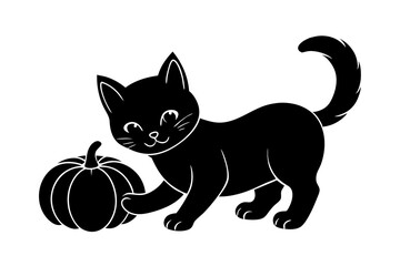 black cat with pumpkin