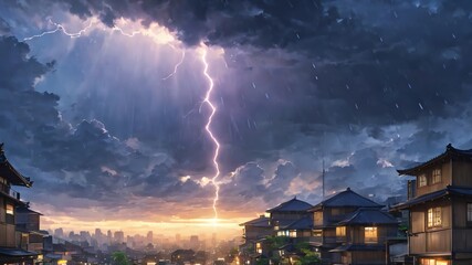 anime japan rain background