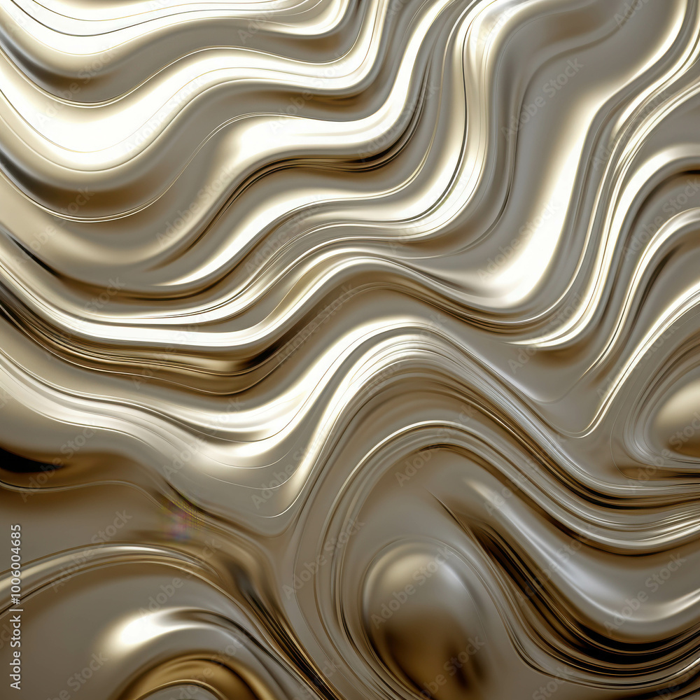 Poster liquid gold abstract: elegant, flowing waves of molten gold create a luxurious and captivating abstr