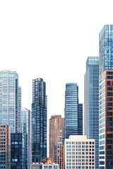 Fototapeta premium Photorealistic depiction of modern skyscrapers showcasing contemporary urban architecture in a cityscape setting