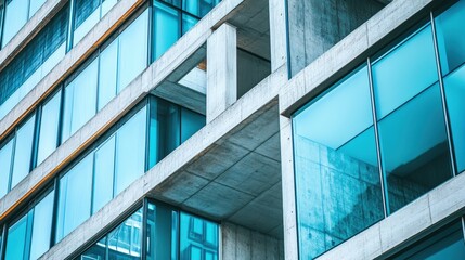 Obraz premium A close-up of facade with a mix of glass, steel, and concrete, showcasing modern architectural trends