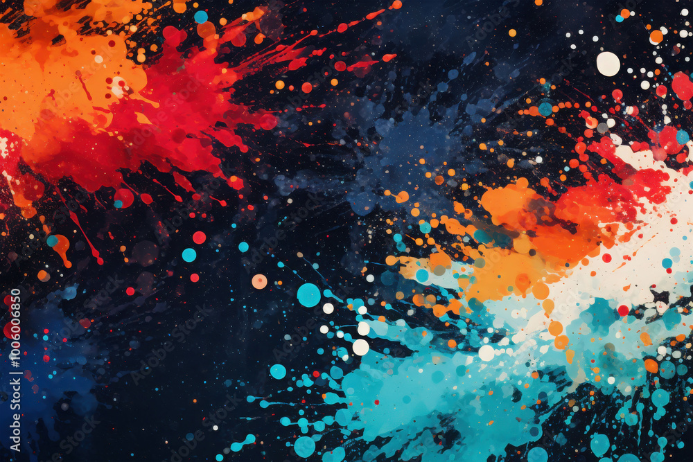 Poster abstract splashes of color: a vibrant and dynamic canvas explodes with splashes of red, orange, blue