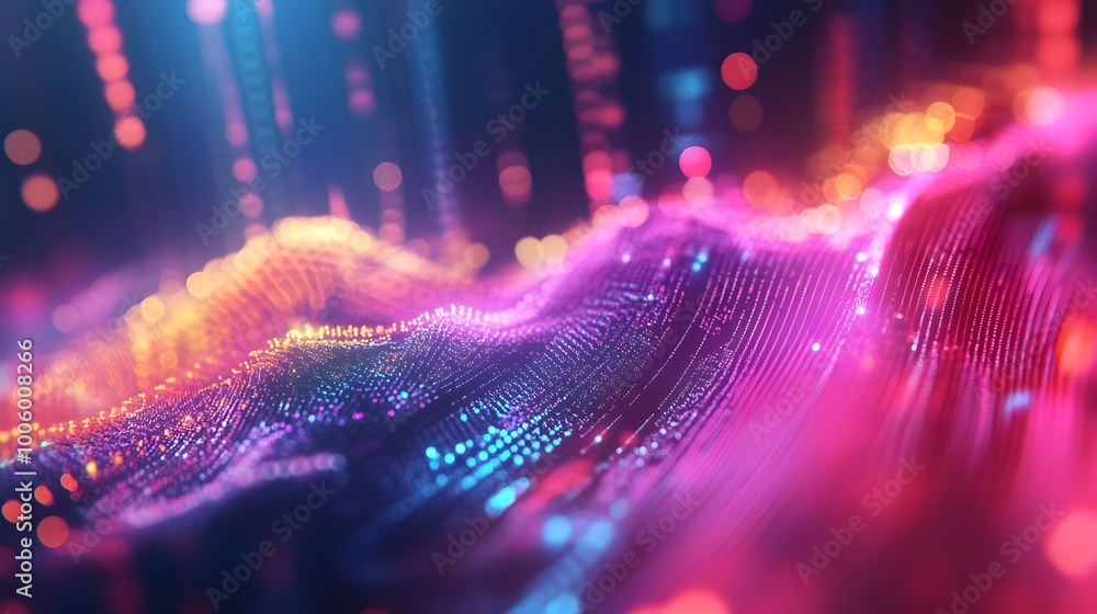 Poster holographic business report featuring digital data streams futuristic corporate design and an abstra