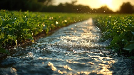 Water Flowing Through a Field