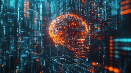Fototapeta premium Digital Brain AI Concept Artificial Intelligence Technology Data Code Network