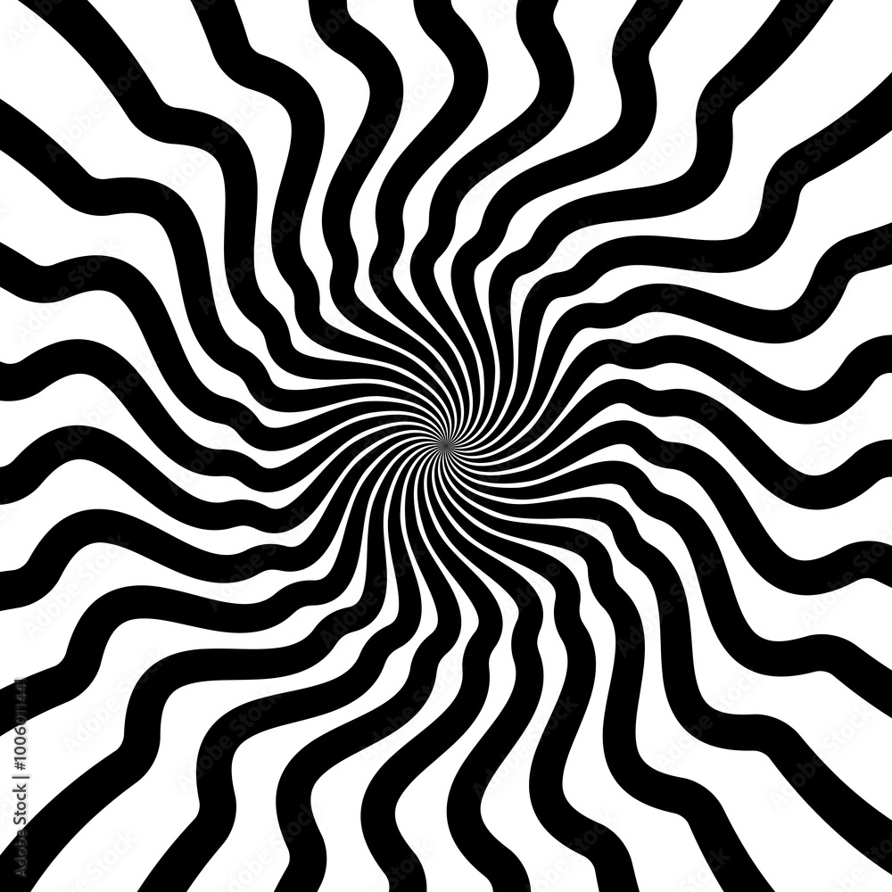 Poster psychedelic hypnosis swirls, hypnotic spiral pattern. vector abstract, mesmerizing black and white t