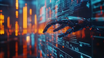 Robotic Hand Interacting with Futuristic Interface