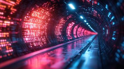Obraz premium Futuristic Tunnel with Neon Lights