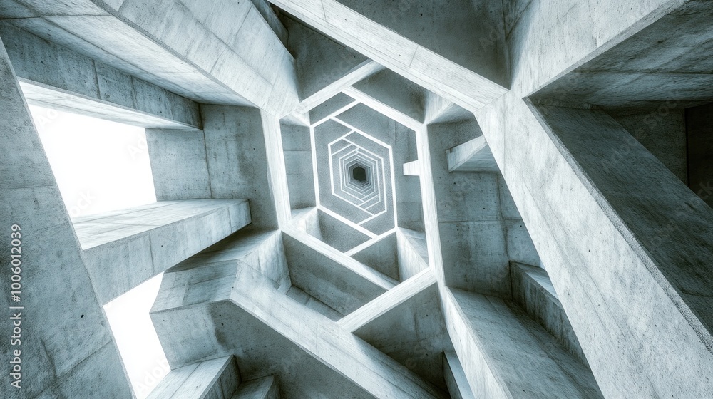 Aufkleber the view captures the intricate design of a concrete framework, where angular shapes create a mesmer