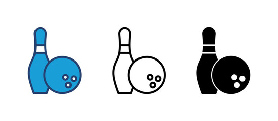Bowling icon vector. bowling ball and pin icon. bowling pins
