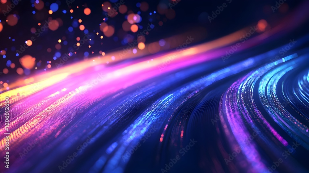 Poster holographic business report with futuristic digital data streams and abstract corporate design high 