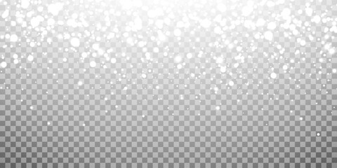 Stock vector illustration falling snow. Snowflakes, snowfall. Transparent background. Fall of snow.