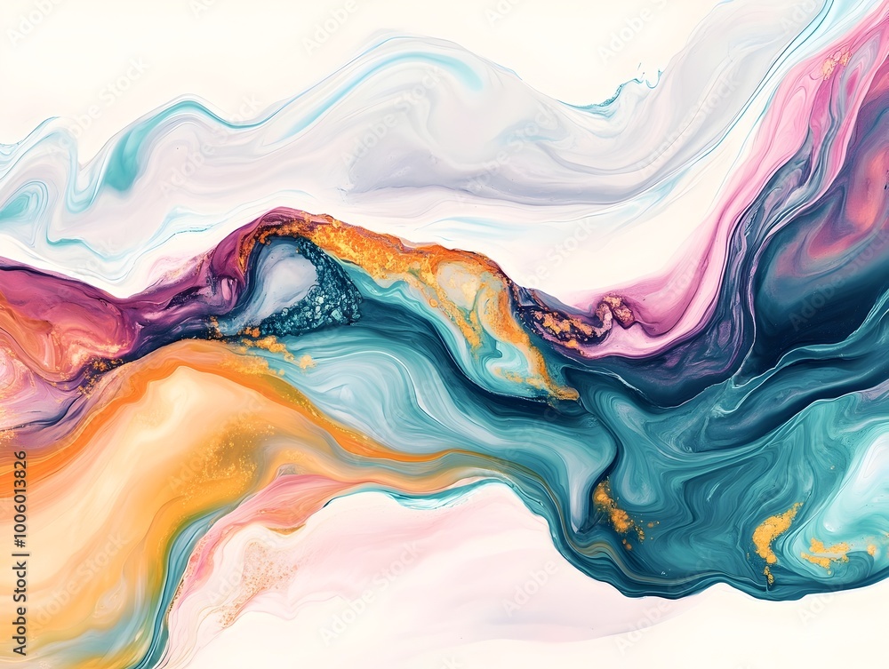 Poster captivating fluid movements harmonious color blends and energetic brushwork create a mesmerizing exp