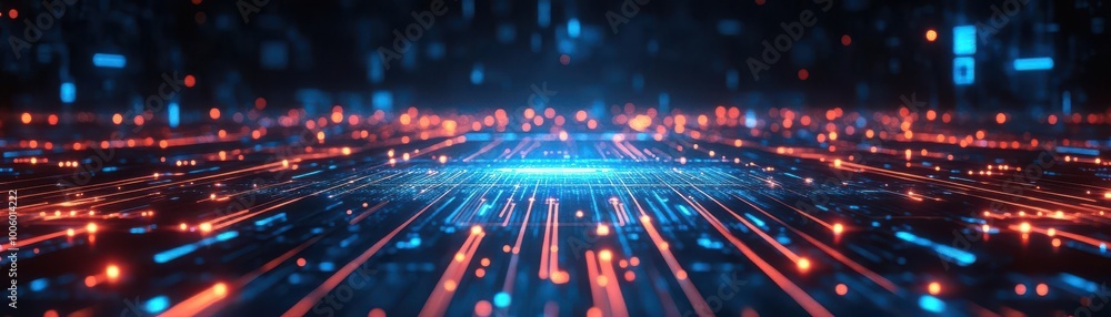 Aufkleber vibrant abstract technology background with glowing lines and lights creating a sense of depth and m