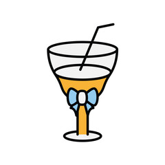 christmas martini color line icon with white background vector stock illustration