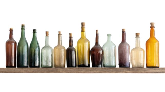 glass bottles on a transparent background