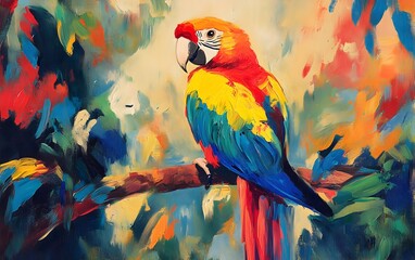 Obraz premium Vibrant Parrot in Intimate Rapport with Companion on Lush Tropical Backdrop
