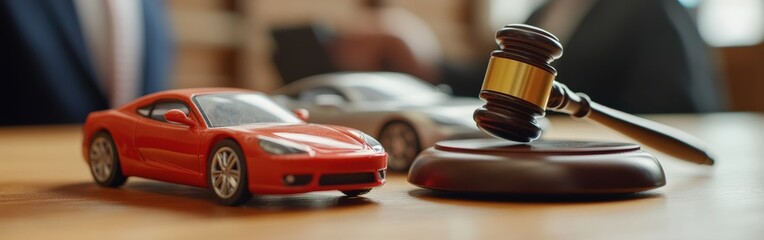 Legal Vehicle Collision Case with Judge's Gavel and Model Cars