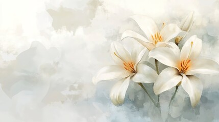 Elegant white flower with watercolor style for invitation wedding card background. 