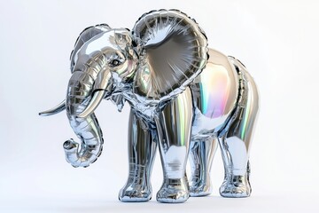 Metallic elephant balloon on a white isolated background