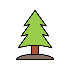 snow pine tree color line icon with white background vector stock illustration