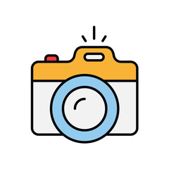 camera color line icon with white background vector stock illustration